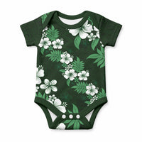 Hawaiian Hibiscus Tribal Floral Green Baby Onesie Polynesian Tapa Pattern