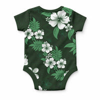 Hawaiian Hibiscus Tribal Floral Green Baby Onesie Polynesian Tapa Pattern