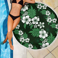 Hawaiian Hibiscus Tribal Floral Green Beach Blanket Polynesian Tapa Pattern - Polynesian Pride