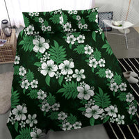 Hawaiian Hibiscus Tribal Floral Green Bedding Set Polynesian Tapa Pattern - Polynesian Pride