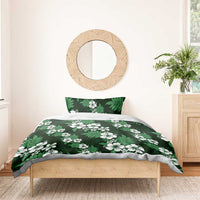 Hawaiian Hibiscus Tribal Floral Green Bedding Set Polynesian Tapa Pattern - Polynesian Pride