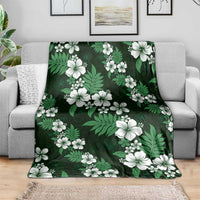 Hawaiian Hibiscus Tribal Floral Green Blanket Polynesian Tapa Pattern - Polynesian Pride