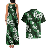 Hawaiian Hibiscus Tribal Floral Green Couples Matching Tank Maxi Dress and Hawaiian Shirt Polynesian Tapa Pattern LT01 - Polynesian Pride