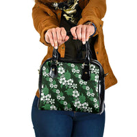 Hawaiian Hibiscus Tribal Floral Green Shoulder Handbag Polynesian Tapa Pattern - Polynesian Pride