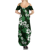 Hawaiian Hibiscus Tribal Floral Green Summer Maxi Dress Polynesian Tapa Pattern - Polynesian Pride
