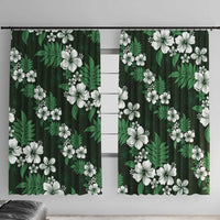 Hawaiian Hibiscus Tribal Floral Green Window Curtain Polynesian Tapa Pattern - Polynesian Pride