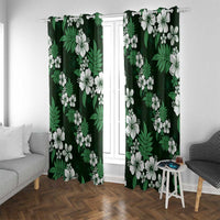 Hawaiian Hibiscus Tribal Floral Green Window Curtain Polynesian Tapa Pattern - Polynesian Pride
