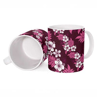 Hawaiian Hibiscus Tribal Floral Pink Ceramic Mug Polynesian Tapa Pattern - Polynesian Pride