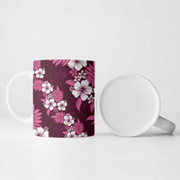 Hawaiian Hibiscus Tribal Floral Pink Ceramic Mug Polynesian Tapa Pattern - Polynesian Pride