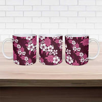 Hawaiian Hibiscus Tribal Floral Pink Ceramic Mug Polynesian Tapa Pattern - Polynesian Pride