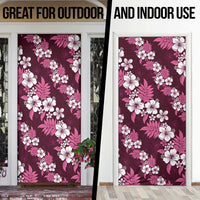 Hawaiian Hibiscus Tribal Floral Pink Door Cover Polynesian Tapa Pattern - Polynesian Pride