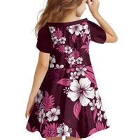 Hawaiian Hibiscus Tribal Floral Pink Family Matching Short Sleeve Bodycon Dress and Hawaiian Shirt Polynesian Tapa Pattern - Polynesian Pride