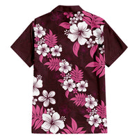 Hawaiian Hibiscus Tribal Floral Pink Family Matching Short Sleeve Bodycon Dress and Hawaiian Shirt Polynesian Tapa Pattern - Polynesian Pride