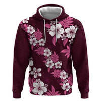 Hawaiian Hibiscus Tribal Floral Pink Hoodie Polynesian Tapa Pattern - Polynesian Pride