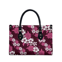 Hawaiian Hibiscus Tribal Floral Pink Leather Bag Polynesian Tapa Pattern - Polynesian Pride