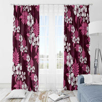 Hawaiian Hibiscus Tribal Floral Pink Window Curtain Polynesian Tapa Pattern - Polynesian Pride