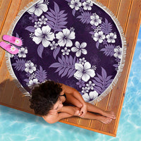 Hawaiian Hibiscus Tribal Floral Purple Beach Blanket Polynesian Tapa Pattern - Polynesian Pride