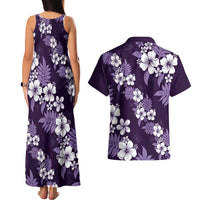 Hawaiian Hibiscus Tribal Floral Purple Couples Matching Tank Maxi Dress and Hawaiian Shirt Polynesian Tapa Pattern LT01 - Polynesian Pride