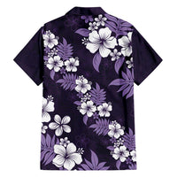 Hawaiian Hibiscus Tribal Floral Purple Family Matching Off Shoulder Maxi Dress and Hawaiian Shirt Polynesian Tapa Pattern LT01 - Polynesian Pride