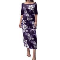Hawaiian Hibiscus Tribal Floral Purple Family Matching Puletasi and Hawaiian Shirt Polynesian Tapa Pattern - Polynesian Pride