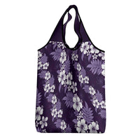 Hawaiian Hibiscus Tribal Floral Purple Grocery Bag Polynesian Tapa Pattern - Polynesian Pride