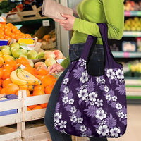 Hawaiian Hibiscus Tribal Floral Purple Grocery Bag Polynesian Tapa Pattern - Polynesian Pride