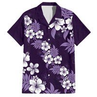 Hawaiian Hibiscus Tribal Floral Purple Hawaiian Shirt Polynesian Tapa Pattern - Polynesian Pride