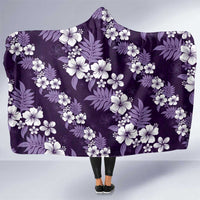 Hawaiian Hibiscus Tribal Floral Purple Hooded Blanket Polynesian Tapa Pattern - Polynesian Pride