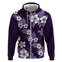 Hawaiian Hibiscus Tribal Floral Purple Hoodie Polynesian Tapa Pattern - Polynesian Pride