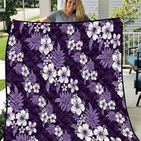Hawaiian Hibiscus Tribal Floral Purple Quilt Polynesian Tapa Pattern - Polynesian Pride