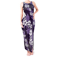Hawaiian Hibiscus Tribal Floral Purple Tank Maxi Dress Polynesian Tapa Pattern - Polynesian Pride