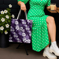 Hawaiian Hibiscus Tribal Floral Purple Tote Bag Polynesian Tapa Pattern - Polynesian Pride