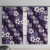 Hawaiian Hibiscus Tribal Floral Purple Window Curtain Polynesian Tapa Pattern - Polynesian Pride