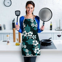 Hawaiian Hibiscus Tribal Floral Teal Apron Polynesian Tapa Pattern - Polynesian Pride