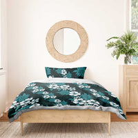 Hawaiian Hibiscus Tribal Floral Teal Bedding Set Polynesian Tapa Pattern - Polynesian Pride
