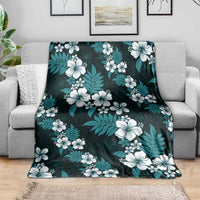 Hawaiian Hibiscus Tribal Floral Teal Blanket Polynesian Tapa Pattern LT01 - Polynesian Pride