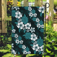 Hawaiian Hibiscus Tribal Floral Teal Garden Flag Polynesian Tapa Pattern - Polynesian Pride