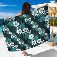 Hawaiian Hibiscus Tribal Floral Teal Sarong Polynesian Tapa Pattern - Polynesian Pride