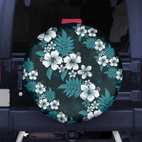 Hawaiian Hibiscus Tribal Floral Teal Spare Tire Cover Polynesian Tapa Pattern - Polynesian Pride