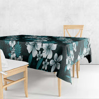 Hawaiian Hibiscus Tribal Floral Teal Tablecloth Polynesian Tapa Pattern - Polynesian Pride