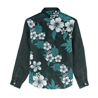 Hawaiian Hibiscus Tribal Floral Teal Women Casual Shirt Polynesian Tapa Pattern - Polynesian Pride