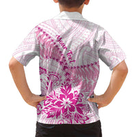 Personalised New Zealand Pink Fern Breast Cancer Family Matching Long Sleeve Bodycon Dress and Hawaiian Shirt Polynesian Pattern LT01 - Polynesian Pride