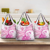 New Zealand Pink Fern Breast Cancer Grocery Bag Polynesian Pattern