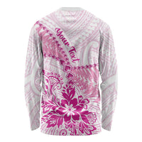 Personalised New Zealand Pink Fern Breast Cancer Long Sleeve Shirt Polynesian Pattern