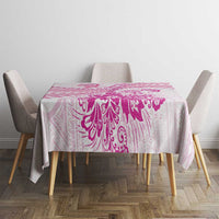 Personalised New Zealand Pink Fern Breast Cancer Tablecloth Polynesian Pattern