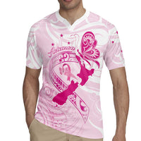 Personalised Aotearoa Breast Cancer Rugby Jersey New Zealand Maori Pattern