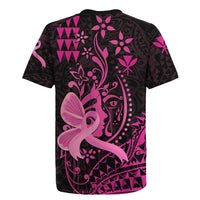 Hawaii Breast Cancer Rugby Jersey Girl Floral Kakau Pattern