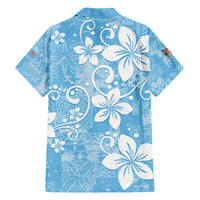 Fiji Tapa Pattern Family Matching Short Sleeve Bodycon Dress and Hawaiian Shirt Plumeria Floral LT01 - Polynesian Pride