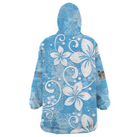 Fiji Tapa Pattern Wearable Blanket Hoodie Plumeria Floral