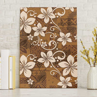 Plumeria Floral Tapa Pattern Vintage Gold Canvas Wall Art